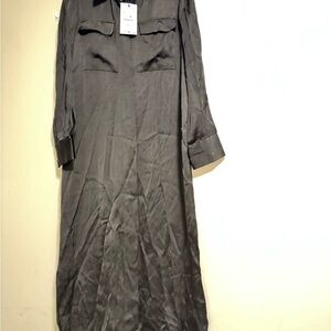 Zara Elegant Long Black button down Stylish Mature Dress for Women